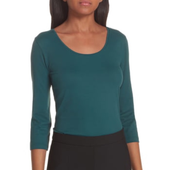 Hugo Boss Tops - HUGO BOSS Scoop Neck Stretch Jersey Pine Green M
